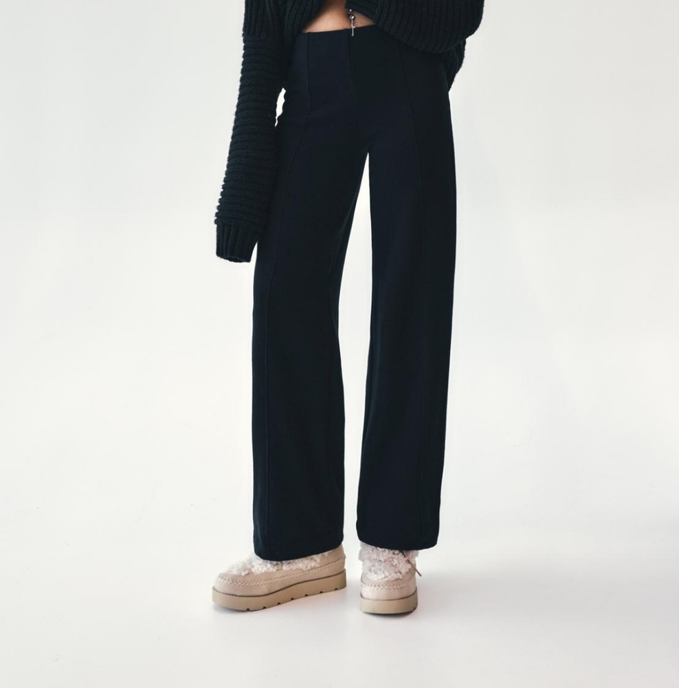 Pull & Bear Black Smart Trousers Ankle Pants Pull On Elastic Waist Size Medium